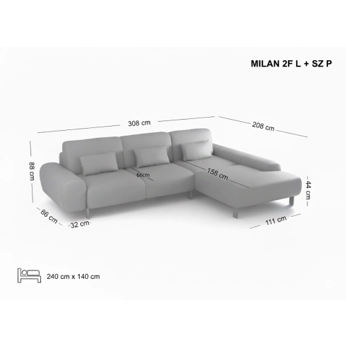 MILAN duży narożnik z funkcją spania